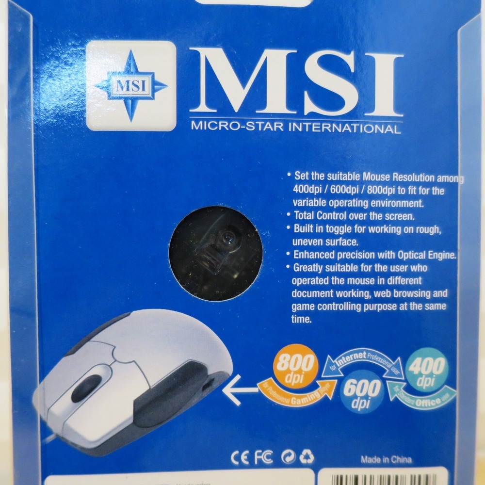 NOS NIB Vintage MSI Multi-Resolution Optical Mouse USB with PS2 adapter - Picture 5 of 6